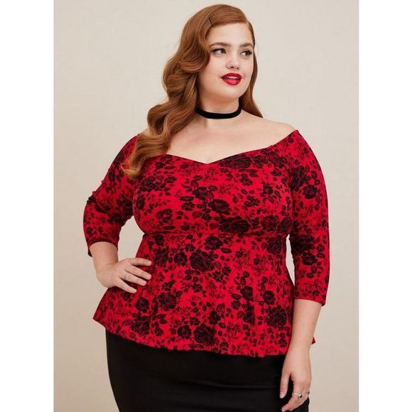 Torrid Ponte Sweetheart Peplum Top (Sz 2) - Picture 10 of 11